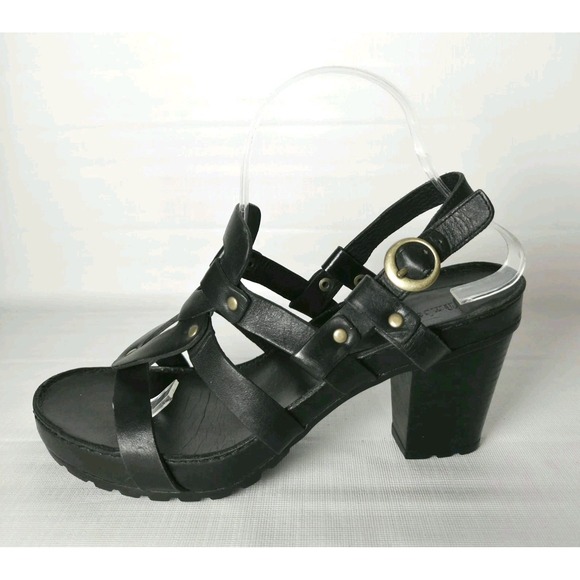 Timberland Studded Leather Sandals 8M Black Women's Slingback Block Heel - Picture 4 of 12